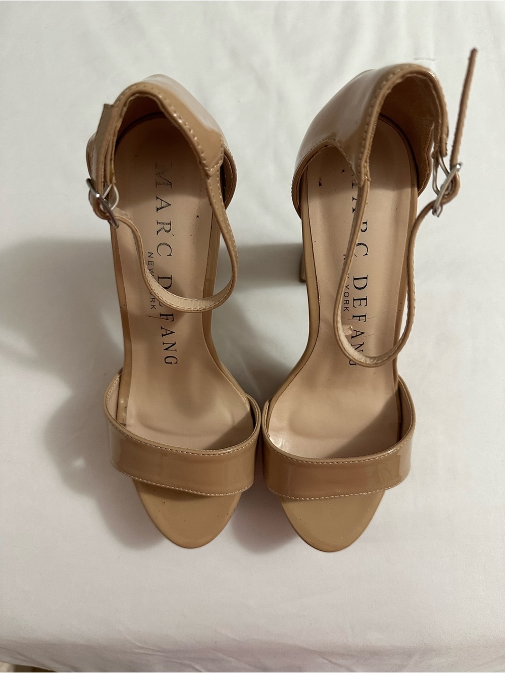 Nude Marc Defang Patent Ankle-Strap Heels